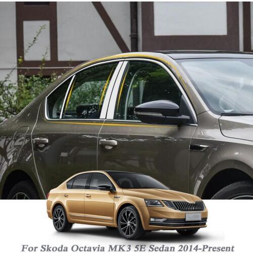 Car Styling Column Sticker For Skoda Octavia MK3 5E Sedan 2014-2020 Window Trim Cover Exterior Body Decoration Auto Accessory