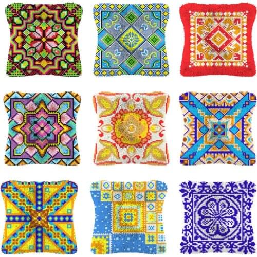 Latch Hook Cushion Bohemian style Pillow Case Crochet Hobby & Crafts DIY Yarn for Embroidery Art Cushion Cover Sofa Bed Pillow
