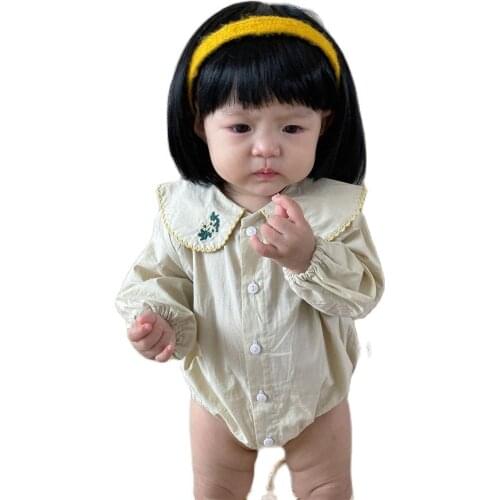 2021 Baby Onesies Female Treasures Embroidered Teeth Collar One-Year-Old One Hundred Day Sparty Long-Sleeved Shirt Romper