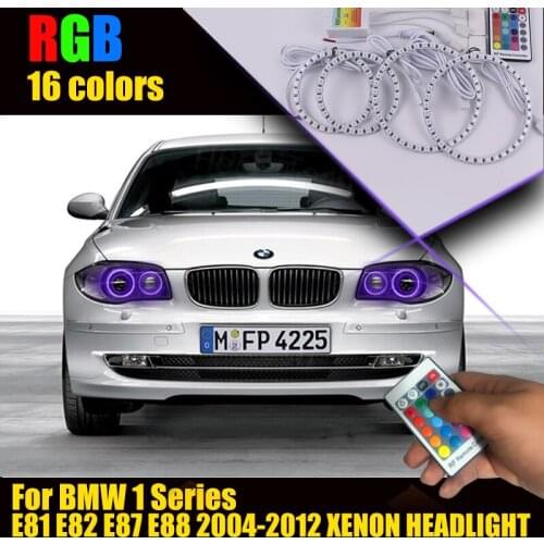 For BMW 1 Series E81 E82 E87 E88 2004-2012 XENON HEADLIGHT Multi-Color RGB Angel Eye Halo Ring Kit