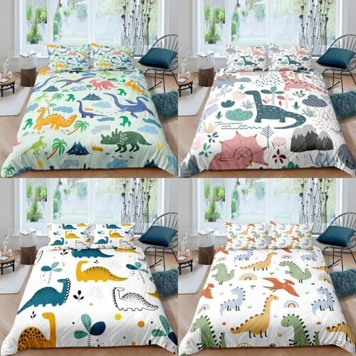 Home Textiles Luxury 3D Cartoon Dinosaur Duvet Cover Set and Pillowcase Kids Bedding Set AU/EU/UK/US Queen and King Size Bedding