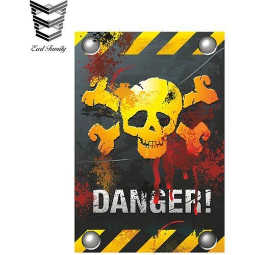 EARLFAMILY 15cm x 11.5cm 3D DANGER WITH SKULL BONES Print Vinyl Car Sticker JDM Bumper Car Styling Waterproof Accessories Decals