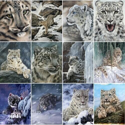 EverShine Diamond Painting 5D Animal Full Square Diamond Embroidery Winter Mosaic Picture Of Rhinestones Leopard Handicraft
