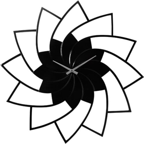 European Minimalist Wall Clock Simple Large Modern Creative Wall Watch Black Fashion Wall Decorations Flowers Shape Living Room
