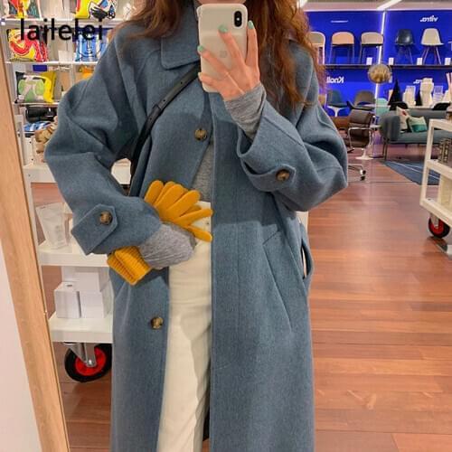 Firm offers the aerosol blue loose medium long fur coat