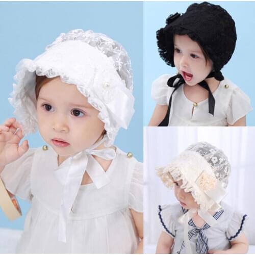 Baby Girls Hats Lace Flower Hat Infant Kids Beanie Bonnet Hats Photo Prop Baby Girls Princess Hat