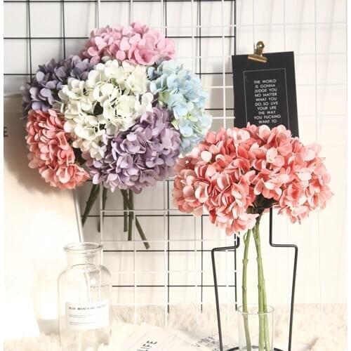 Macaron Artificial Hydrangea Bouquet Simulation Bonsai Plant Wedding Decoration Silk High-Quality Fake Flower Party Supplies