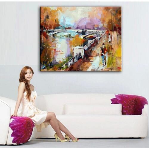Home decor oil painting hand painted high quality landscape knife painting pictures DM1609329
