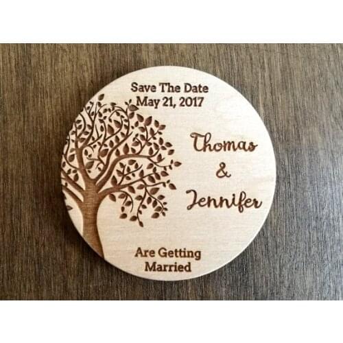Wedding Favor Circles Engraved , Wedding Favor Magnets, The tree Save the Date Magnets, Bride, Groom, Gift