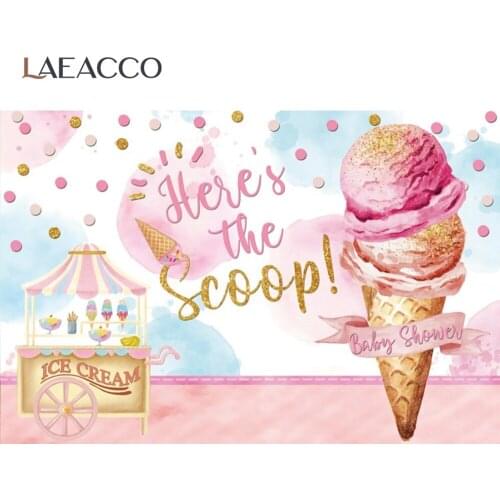 Laeacco Summer Ice Cream Candy Dessert Cake Pink Love Party Customized Banner Photo Backdrop Photocall Photographic Background