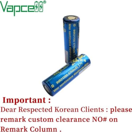 Vapcell li ion battery with flaw 21700 3750mah 30A 3.7V rewrap s30 mooch test high power rechargeable cell free shipping