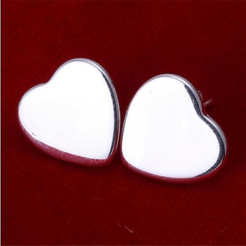 Silver color love cute women Heart card Stud Earrings Street beat wild glamor girl wedding free shipping E010