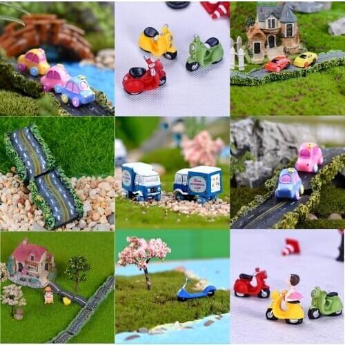 Mini Craft Figurine Fairy Garden Ornament Miniature Decor Road Car DIY Micro Landscape Doll House Decor Gift