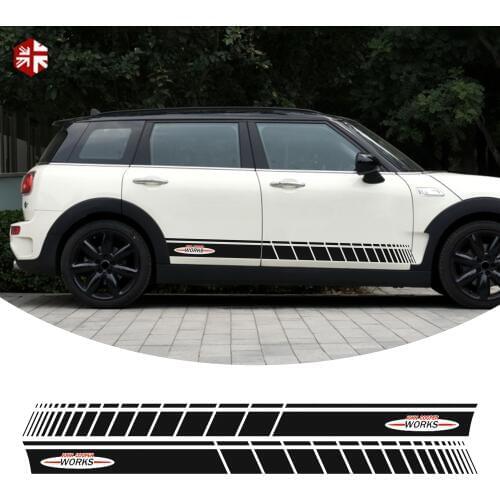 2 Pcs Car Door Side Stripes Skirt Sticker John Cooper Works Style Body Decal For MINI Cooper S Clubman F54 One JCW Accessories
