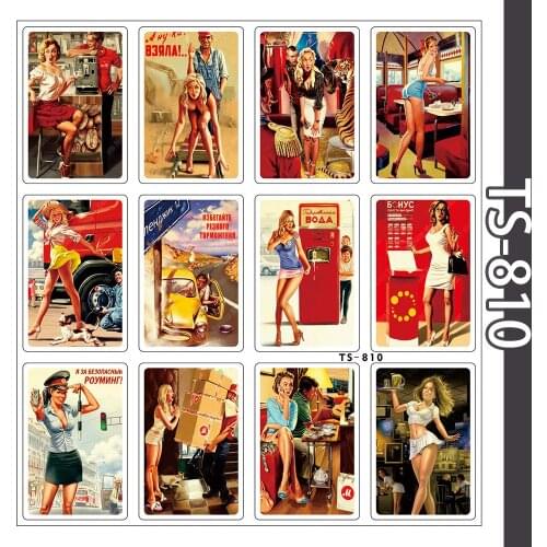 12 Pcs Retro Poster Sticker Ipad/Refrigerator/Thermo Cup/toy/Luggage/Skateboard/Hand Account Sticker