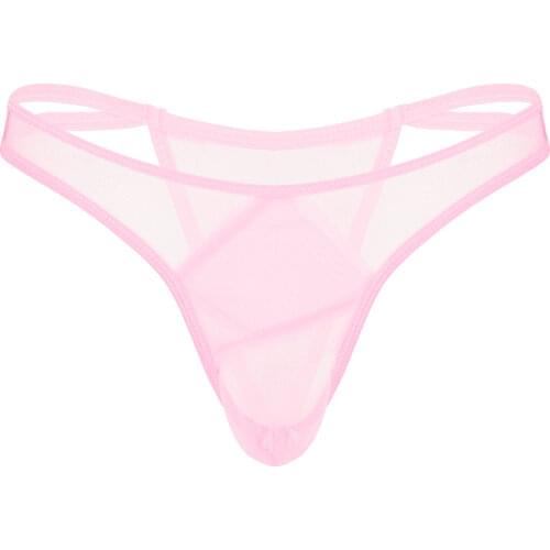 Lingerie G-Strings Thongs Panties Gay Mens Erotic Sexy See-through Underwear Low Waist Sheer Gauze Underpants Briefs