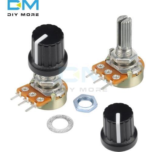 10PCS Potentiometer Resistor 1K 2K 5K B10K 20K 50K 100K 250K 500K 1M Ohm Linear Taper Rotary Potentiometer Cap Knob For Arduino