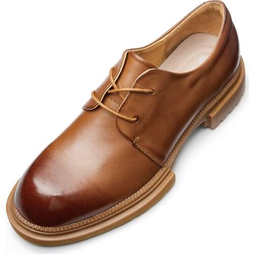 Mens Business Shoes Spring Autumn High Quality Genuine Leather Lace-Up Business Casual Shoes Winter British Retro Cowhide