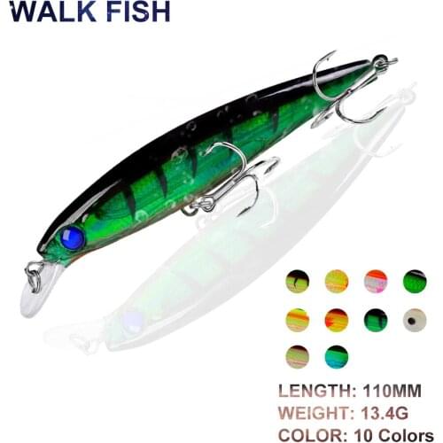 WALK FISH Lifelike Minnow Fishing Lure 13.4g 110mm Floating Hard Fishing Baits Simulation Fishing Bait 3D Eyes Wobbler Baits