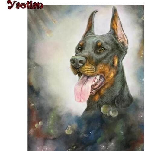 Yaotian Diamond Embroidery Doberman Pinscher 5D Cross Stitch Diamond Painting Rhinestones Full Square Diamond Mosaic Animals