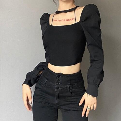 Autumn new womens solid color slim fashion square neck long sleeve T-shirt women
