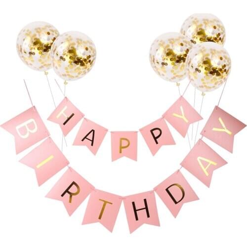 1set Happy Birthday Letter Banner Rose Gold Confetti Balloons Boy Girl Birthday Helium balloon Baby Shower Party Favors