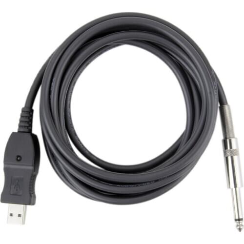 1Pcs Drop Shipping 3M Guitar Bass 1/4'' USB TO 6.3mm Jack Link Connection Instrument Cable new