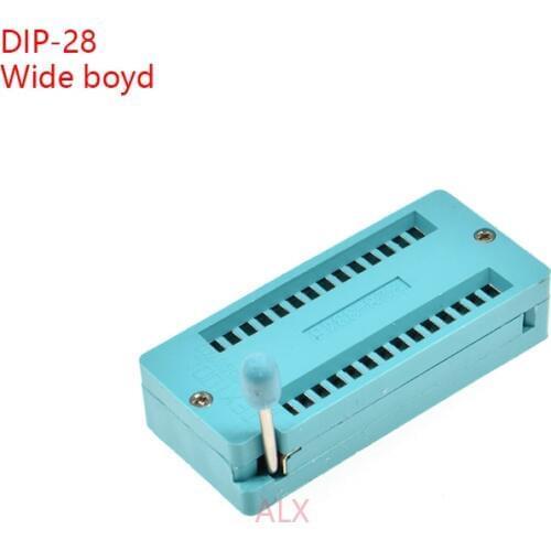 2PCS GREEN wide body DIP28 ZIF ZIP IC SOCKET 28P DIP CHIP TEST Adaptor 28 PIN dip-28 28PIN 2.54MM PITCH CONNECTOR FOR PCB