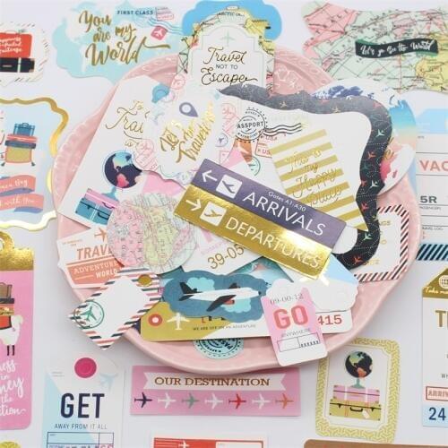 KSCRAFT 32pcs Lets Be Travelers Paper Stickers for Scrapbooking Happy Planner/ DIY Crafts/ Card Making Decoration