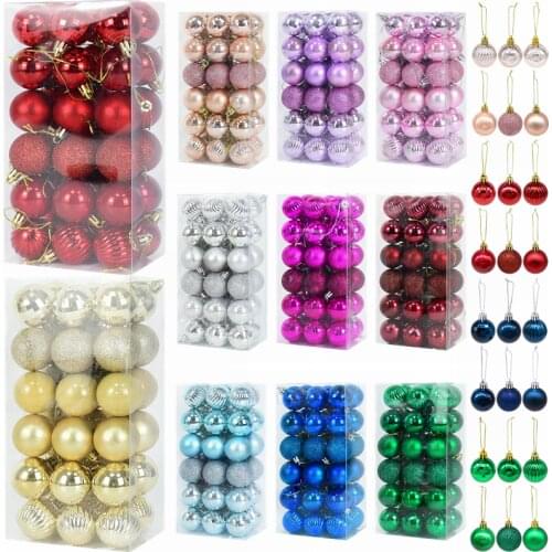 36pcs Christmas Balls Colorful Xmas Tree Ornament Balls Merry Christmas New Year Party Home Hanging Pendant Decoration 2022 Gift