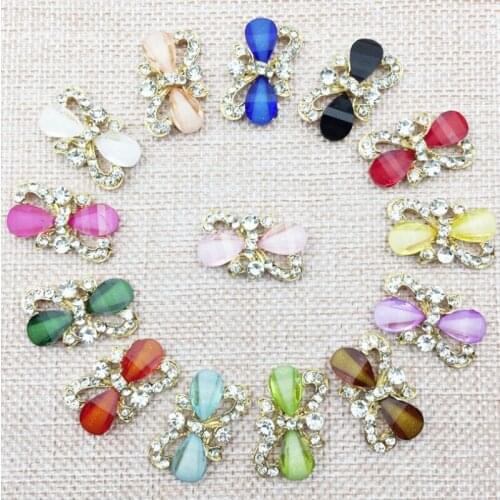 50pcs Strass Jewelry Charms Crystal Rhinestone Buckle Bowknot Crafts Pendant Brooch Accessories Wedding Brides Hairpin Decor
