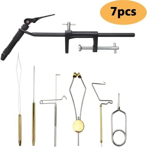 7pcs/set Steel Fly Tying Vise With C-Clamp Brass Rotary Whin Finisher Bobbin Thread Holder Set For Fly Fishing