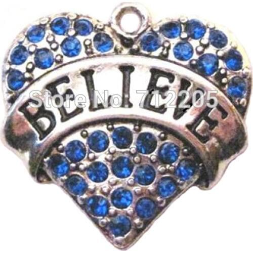 Antique silver plated fashion Believe Crystal Heart Family Pendant(A100045-1)