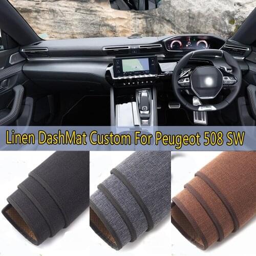 Car Styling Linen Dash Mat Covers Dashmat Dashboard Pad Carpet Accessories For Peugeot 508 SW G2 2019 2020 2021