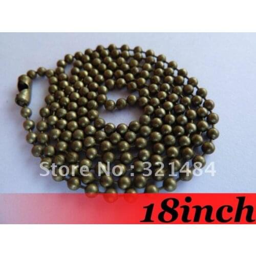 Free Ship! 100piece 2.4mm 18'' Antique bronze Tone Metal Ball Link Chain Necklace with Connector Jewelry DIY findings