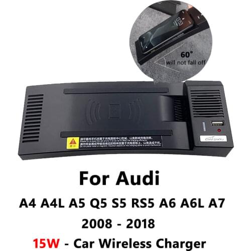 15W For Audi car charger A4 B8 B9 A5 S5 RS5 A6 C7 RS6 A7 model QI car smart phone fast wireless charging board