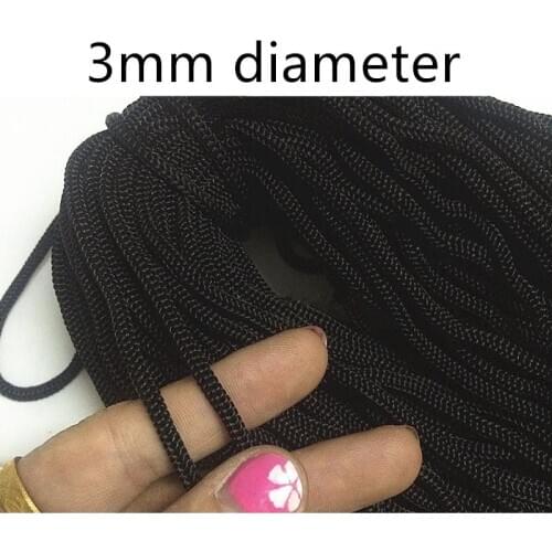 3mm Diameter Black Polypropylene PP Crochet Rope Spot 900D Handbag Ice Silk Weaving Pull Cord 100 Meters Yarn