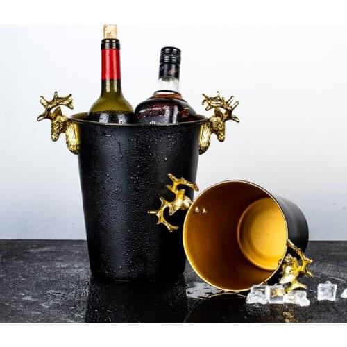 Black Gold Stainless Steel Cold Bucket Red Wine Bucket Restaurant Ice Cube Bucket Home Decoration Ornaments