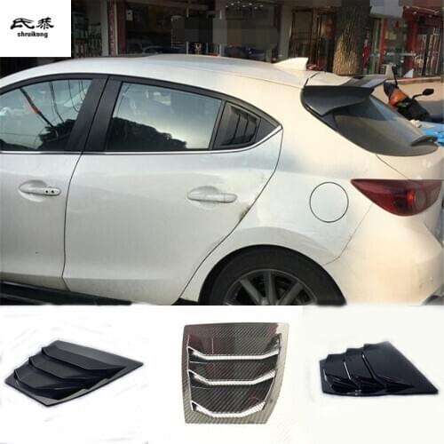 2pcs/lot ABS carbon fiber grain Rear window shutter c pillar shutter decoration cover for 2015-2017 Mazda 3