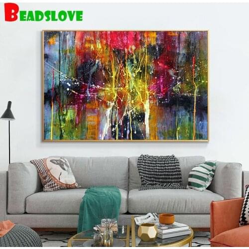 Diy Diamond Painting Colorful Abstract Art Diamond Embroidery full Square round Drill Rhinestone Mosaic Diamond Picture