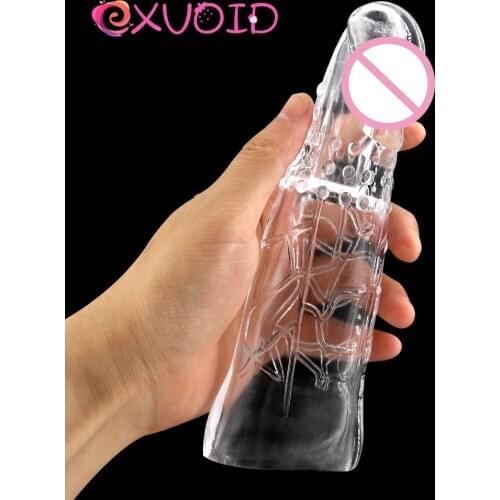 EXVOID Dildo Enlargement Penis Erection Delay Ejaculation Sex Toys for Men Penis Sleeve Adult Products Reusable Condom