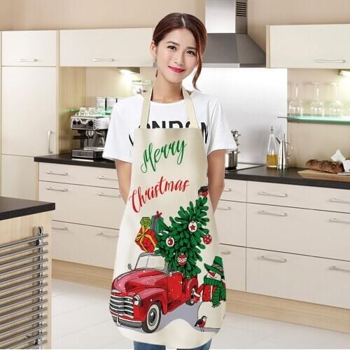 Christmas Antifouling Women Kitchen Apron Cotton Linen Sleeveless Chef Cooking Aprons Kitchen accessories 68*55cm 0017
