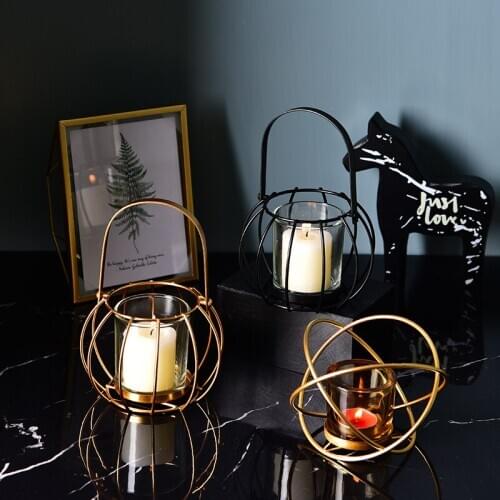 Ins metal light luxury European style iron art earth candle holder coffee shop table romantic candlelight home decoration