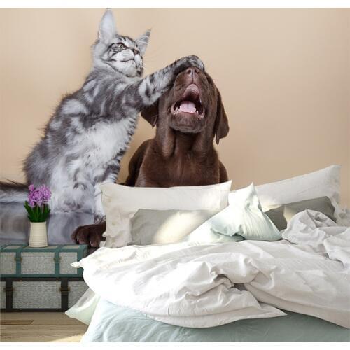 Creative Effect Cartoon cat Dog TV Sofa background wallpaper living room bedroom hotel mural gallery decoration wallpaper