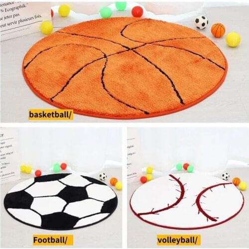 Creative Round Anti-slip Polyester Fluff Ball Carpet Computer Chair Pad Football Basketball Living Room Mat Children Bedroom Rug