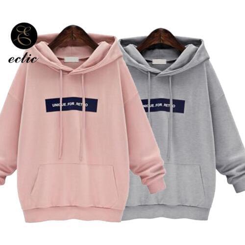 Cute Pink Poleron Mujer 2021 Kangaroo Pocket Hoodie Grey Unique Sweatshirt Retro Tracksuit Korean Oversized Hoodies Letter Women