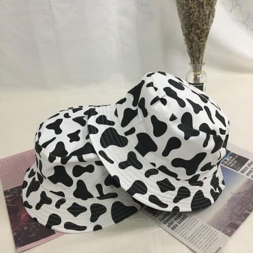 2020 New Fashion Spring and Summer Mens and Womens Cow Print Fisherman Hats Can Be Worn Outdoors on Both Sides