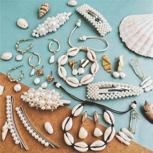 Yobest New Fashion Crystal Pearl Shell Jewelry For Women 2019 Hair Clips Pearl Necklaces Statement Shell Jewelry