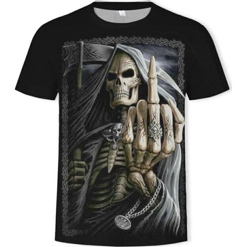 New Mens Skull T shirts Brand Punk Style Finger Skull 3D Men Tops Hip Hop Print Skull Punisher T-Shirt Dropshipping