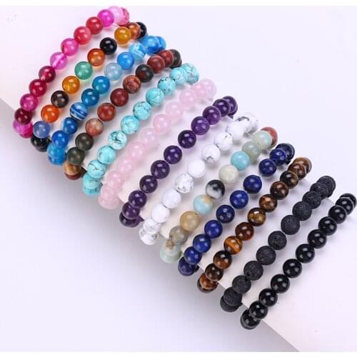 New 8 mm Natural Stone Bracelet Volcanic Stone AgateNatural Stone Hand Chain for Women Men